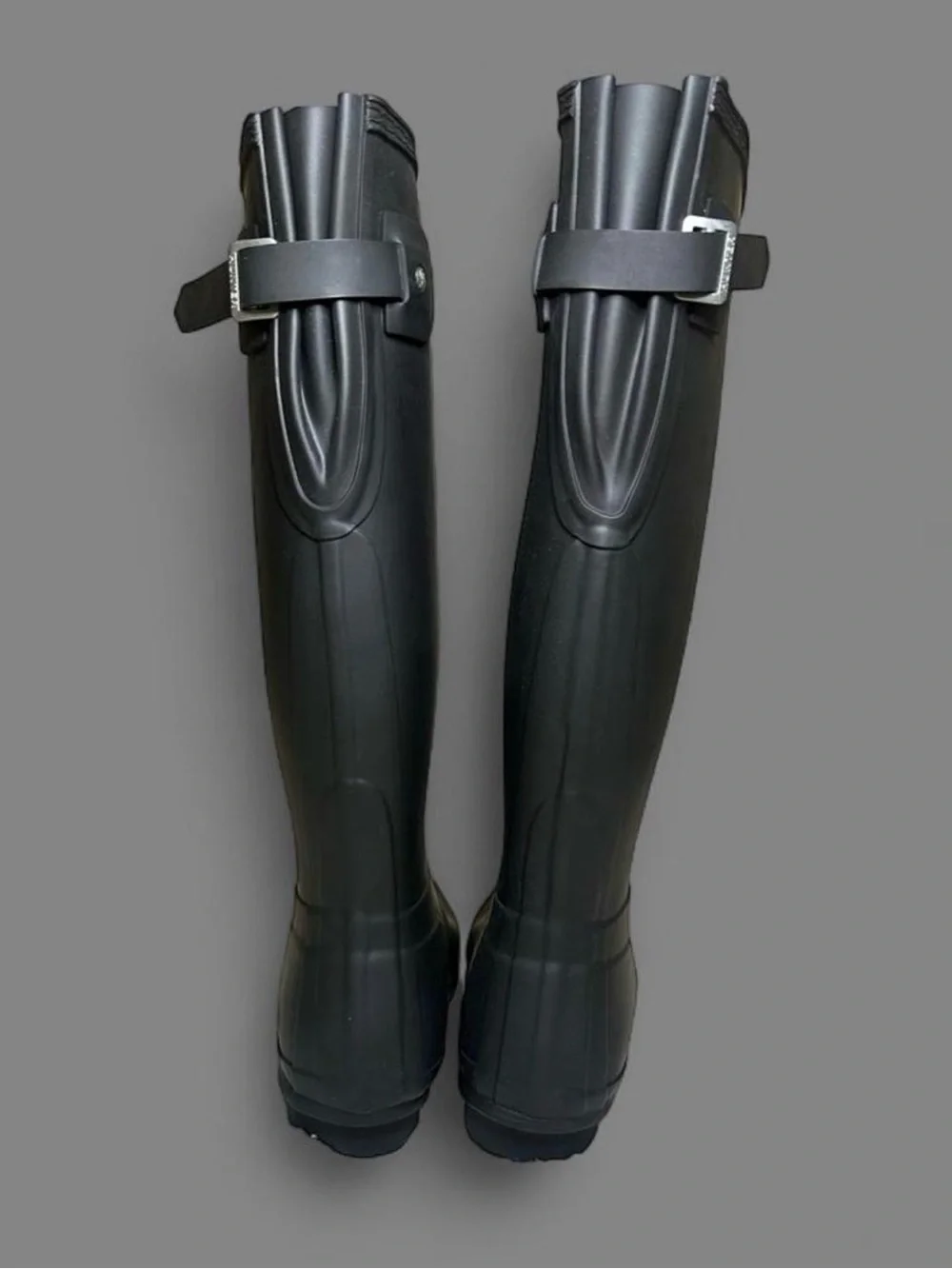 Hunter Original Back Adjustable Tall Waterproof Rain Boots in Matte Black US 10M